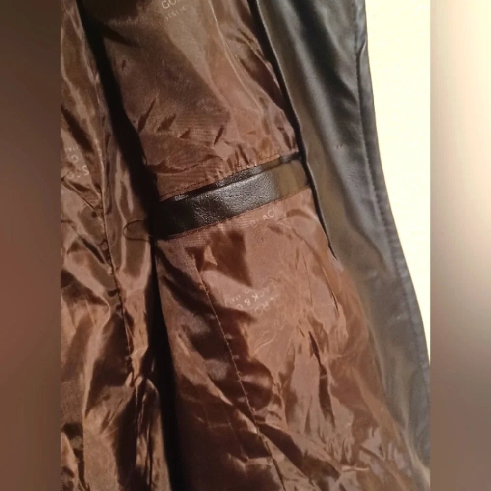 R Rosso Brown Leather- Belted Jacket, Size Large, New with Tags